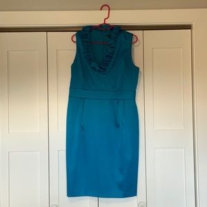 Turquoise Ruffle Neck Dress